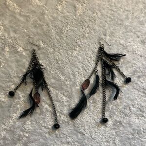 Black and Purple Botanical Earrings